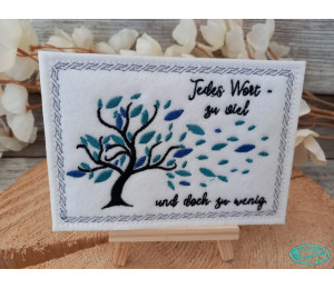Stickdatei ITH - Postkarte Trauerkarte "Jedes Wort zuviel" Baum